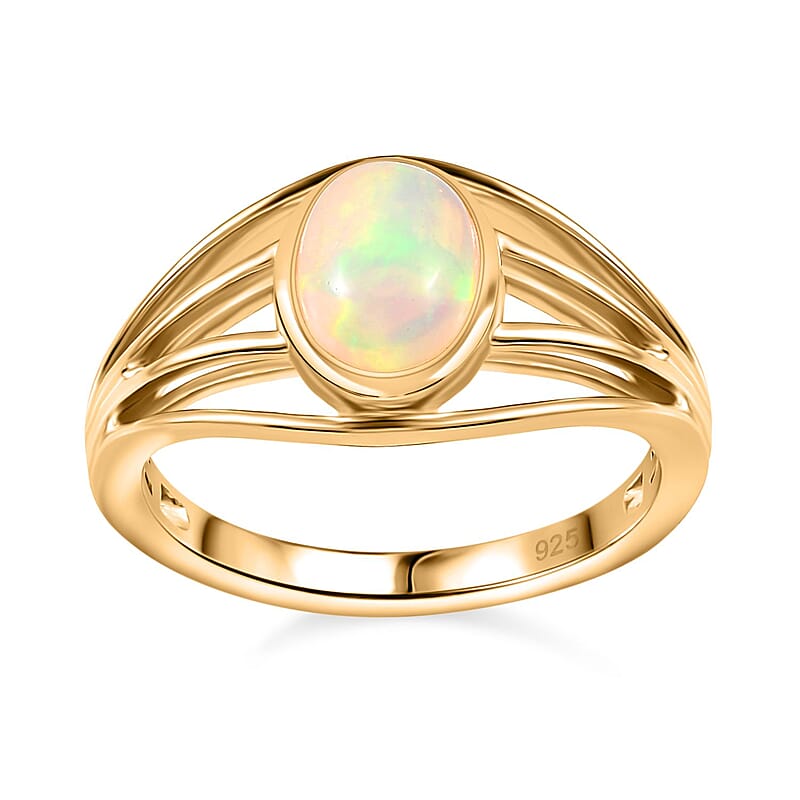 Ethiopian Welo Opal 0.80 ctw Ring in Vermeil YG Over Sterling Silver (Size 11.5)