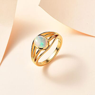 Ethiopian Welo Opal 0.80 ctw Ring in Vermeil YG Over Sterling Silver (Size 11.5)
