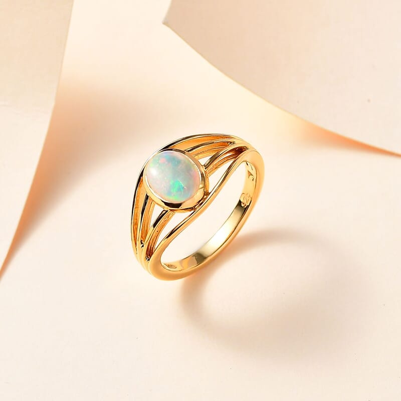 Ethiopian Welo Opal 0.80 ctw Ring in Vermeil YG Over Sterling Silver (Size 11.5)