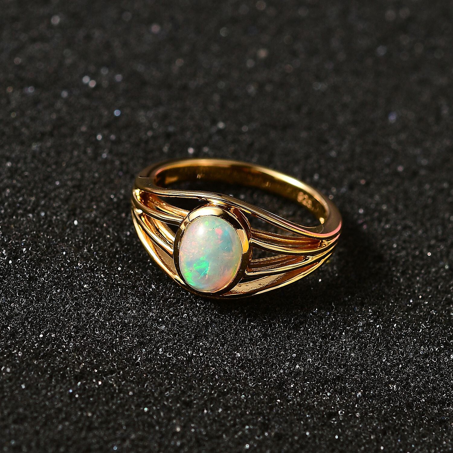 Ethiopian Welo Opal 0.80 ctw Ring in Vermeil YG Over Sterling Silver (Size 11.5)
