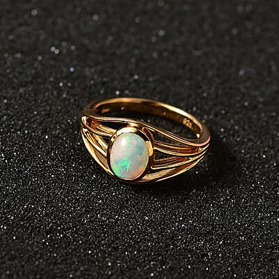Ethiopian Welo Opal 0.80 ctw Ring in Vermeil YG Over Sterling Silver (Size 11.5)