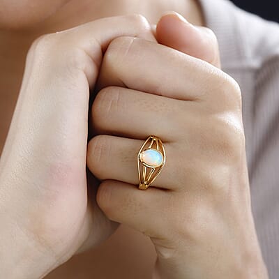 Ethiopian Welo Opal 0.80 ctw Ring in Vermeil YG Over Sterling Silver (Size 11.5)