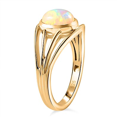 Ethiopian Welo Opal 0.80 ctw Ring in Vermeil YG Over Sterling Silver (Size 11.5)