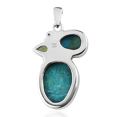 Artisan Crafted Peruvian Opalina and Multi Gemstone 16.75 ctw Pendant in Sterling Silver