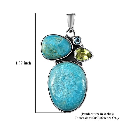 Artisan Crafted Peruvian Opalina and Multi Gemstone 16.75 ctw Pendant in Sterling Silver