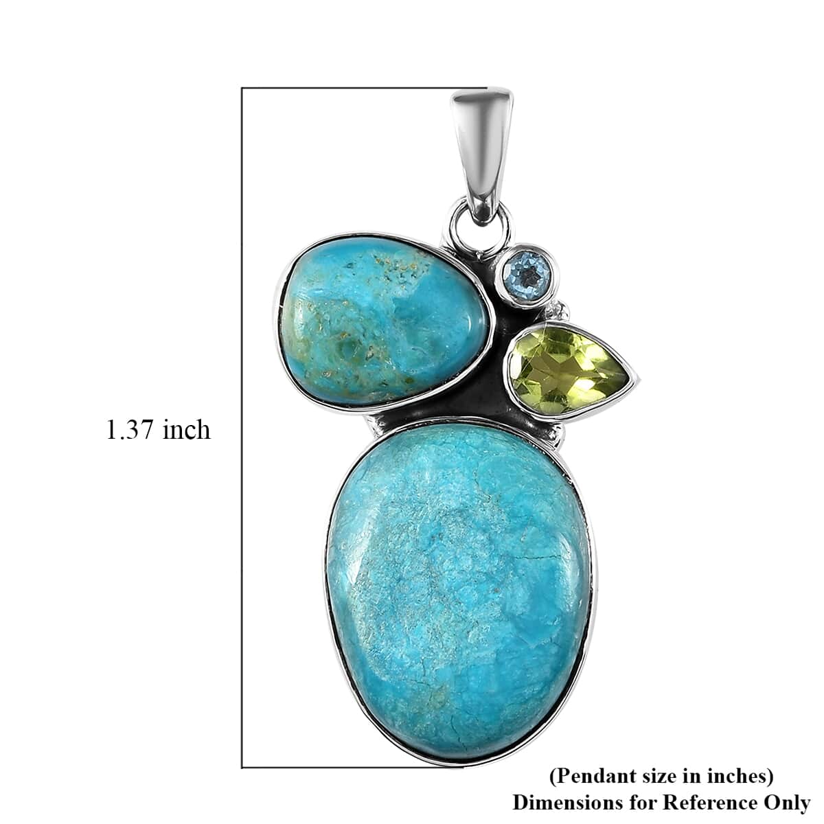 Artisan Crafted Peruvian Opalina and Multi Gemstone Pendant in Sterling Silver 16.75 ctw image number 4
