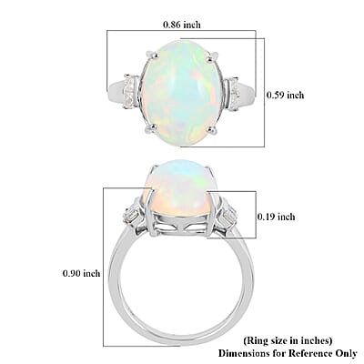 Certified & Appraised LUXORO 14K White Gold AAA Ethiopian Welo Opal and G-H I2 Diamond Ring (Size 10.0) 3.90 ctw