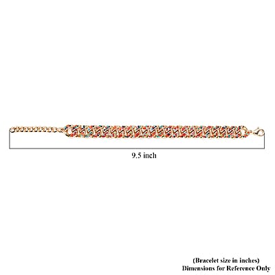 Multi Color Austrian Crystal Curb Link Chain Bracelet in Goldtone (7.50-9.50In)