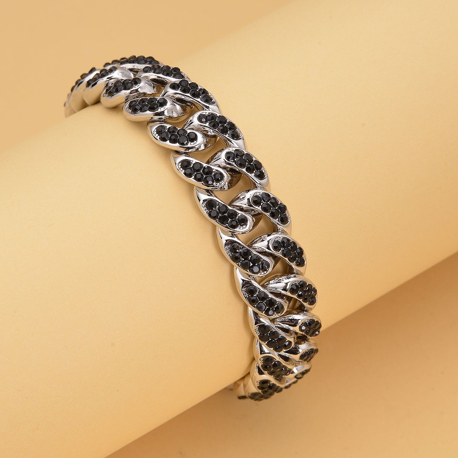 Black Austrian Crystal in Silvertone