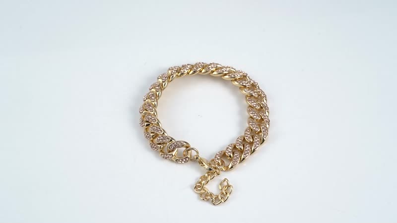 Multi Color Austrian Crystal Curb Link Chain Bracelet in Goldtone (7.50-9.50In)