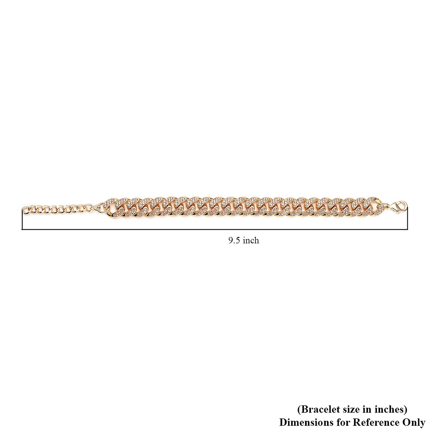 Champagne Austrian Crystal Curb Link Chain Bracelet in Goldtone (7.50-9.50In)