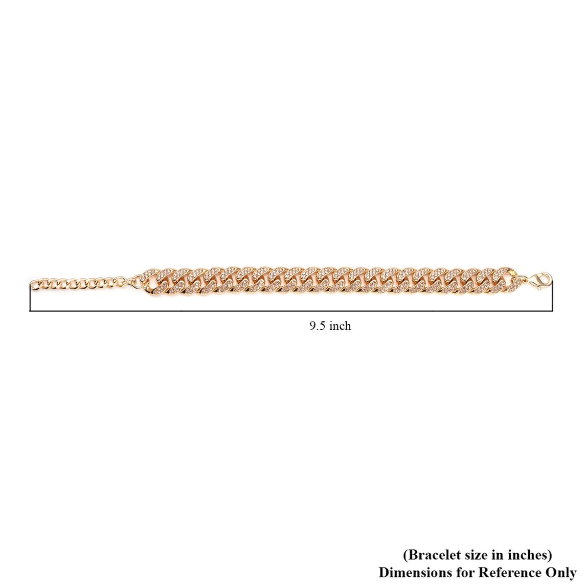 Champagne Austrian Crystal Curb Link Chain Bracelet in Goldtone (7.50-9.50In) image number 4