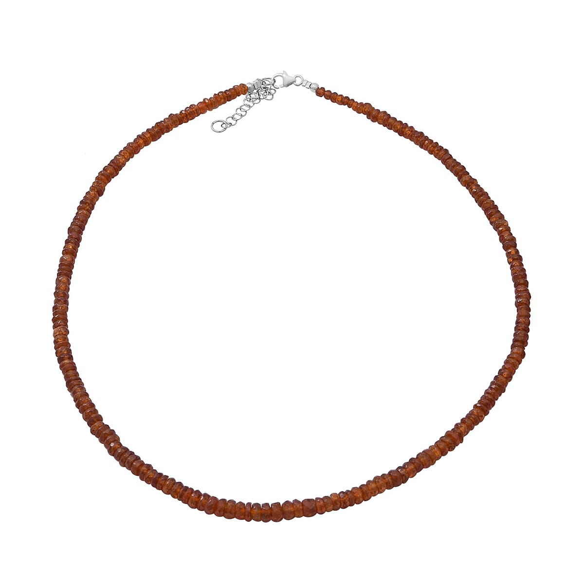 Orange Kyanite Beaded Necklace 18-20 Inches in Sterling Silver 70.00 ctw image number 0