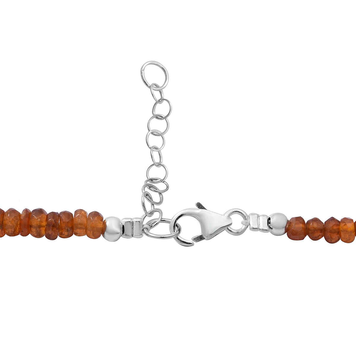 Orange Kyanite Beaded Necklace 18-20 Inches in Sterling Silver 70.00 ctw image number 3