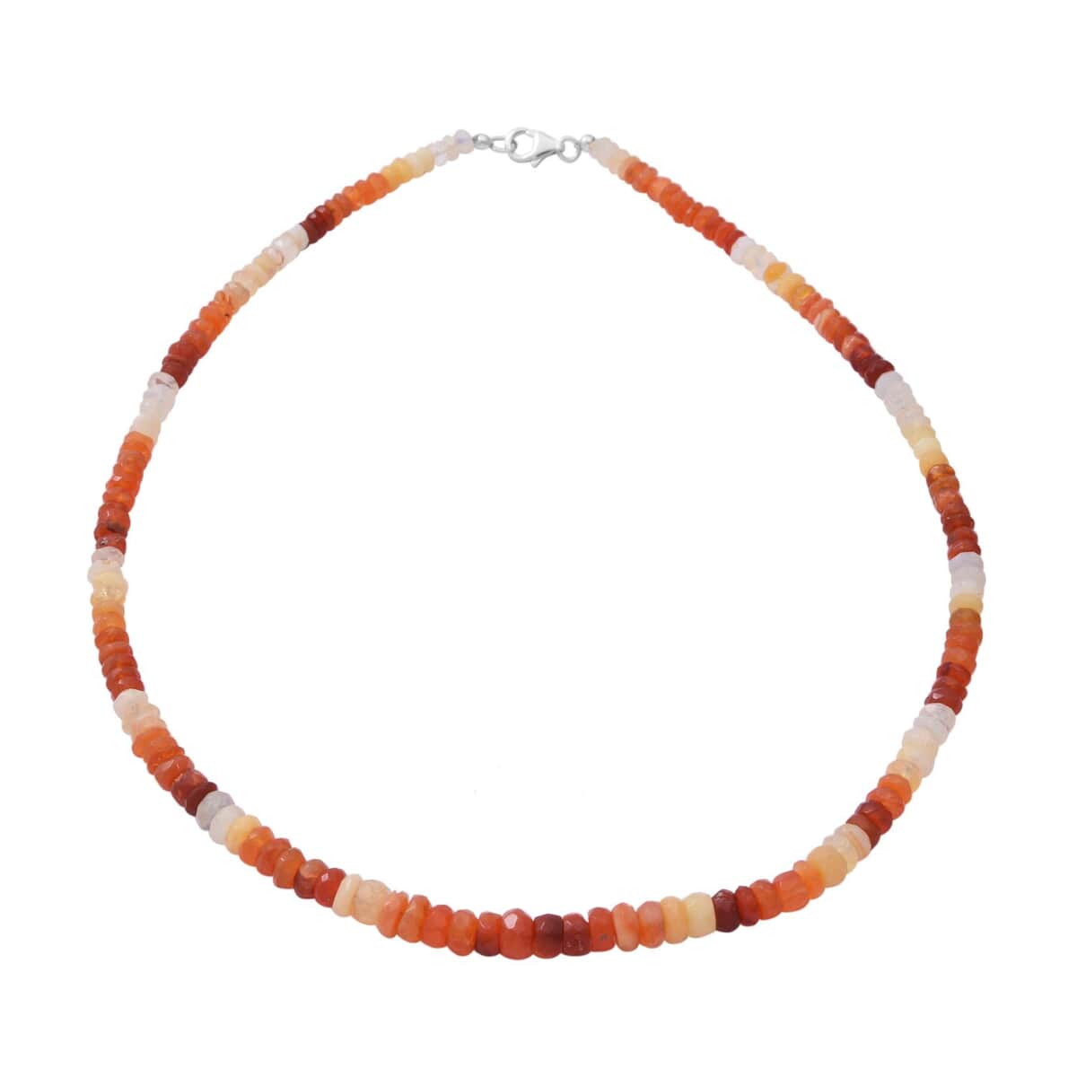 Shades of Fire Opal Beaded Necklace 18 Inches in Sterling Silver 90.00 ctw image number 0