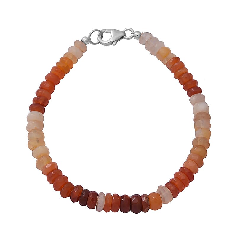 Shades of Fire Opal Beaded Bracelet in Sterling Silver (7.25 In) 70.00 ctw