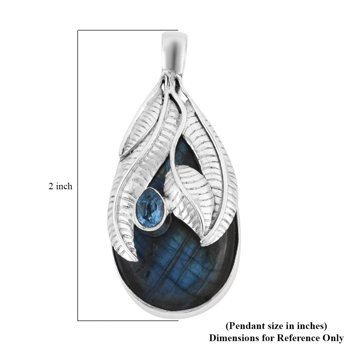 Sajen Silver Malagasy Labradorite and Blue Topaz Pendant in Sterling Silver 46.15 ctw image number 4