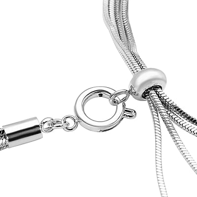 Lariat Necklace (24-26 Inches) with Textured Metallic Balls in Stainless Steel (27.50 g) | Tarnish-Free, Waterproof, Sweat Proof Jewelry
