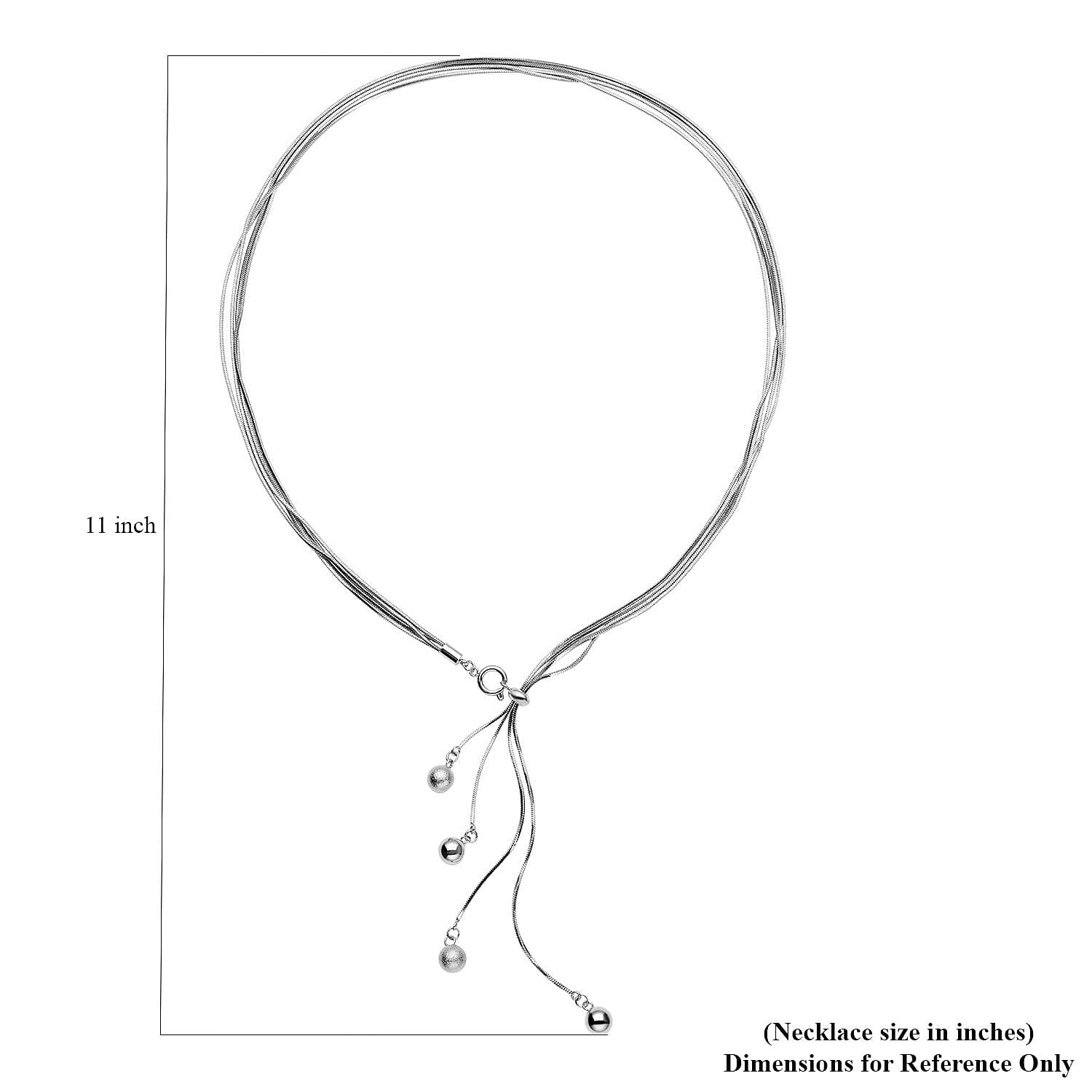 Lariat Necklace (24-26 Inches) with Textured Metallic Balls in Stainless Steel (27.50 g) | Tarnish-Free, Waterproof, Sweat Proof Jewelry