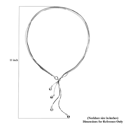Lariat Necklace (24-26 Inches) with Textured Metallic Balls in Stainless Steel (27.50 g) | Tarnish-Free, Waterproof, Sweat Proof Jewelry