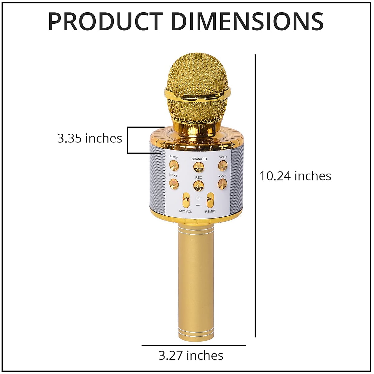 Gold Wireless Bluetooth Karaoke Microphone with LED Lights and USB Charger image number 4