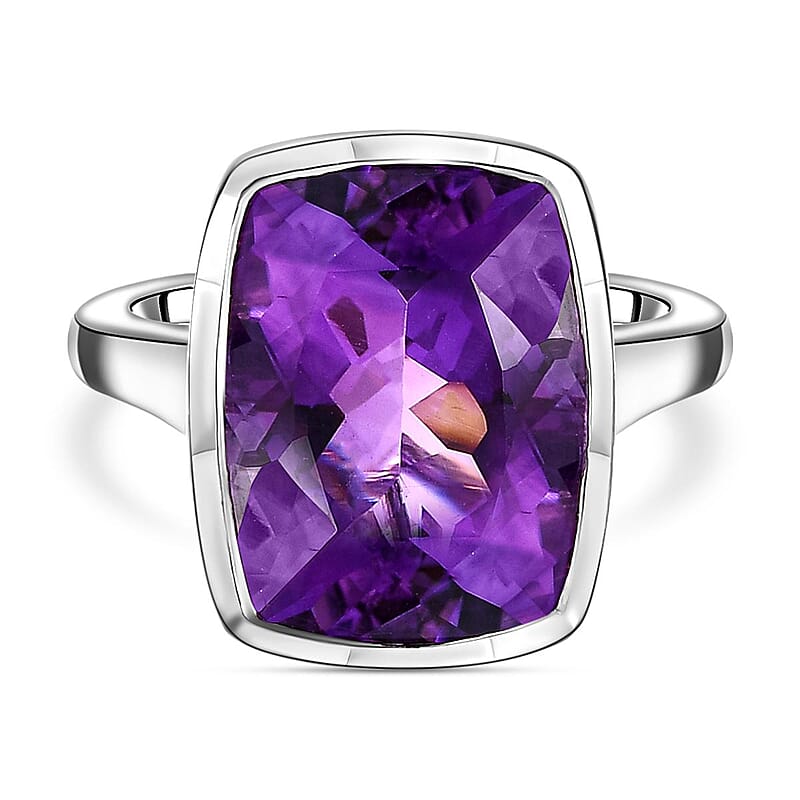 Moroccan Amethyst 10.00 ctw Ring in Platinum Over Sterling Silver (Size 8.0)
