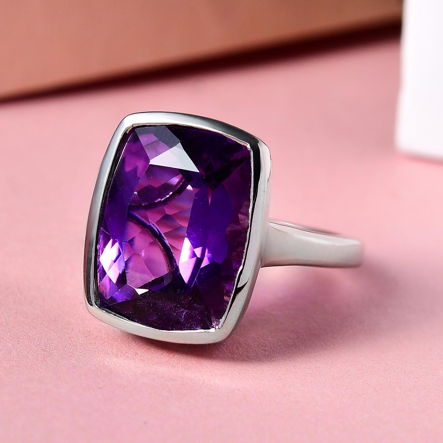 Moroccan Amethyst 10.00 ctw Ring in Platinum Over Sterling Silver (Size 8.0)
