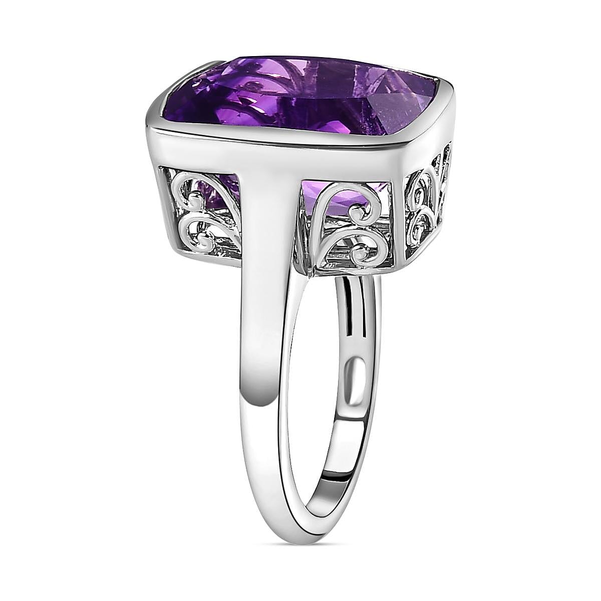 Moroccan Amethyst 10.00 ctw Ring in Platinum Over Sterling Silver (Size 8.0)