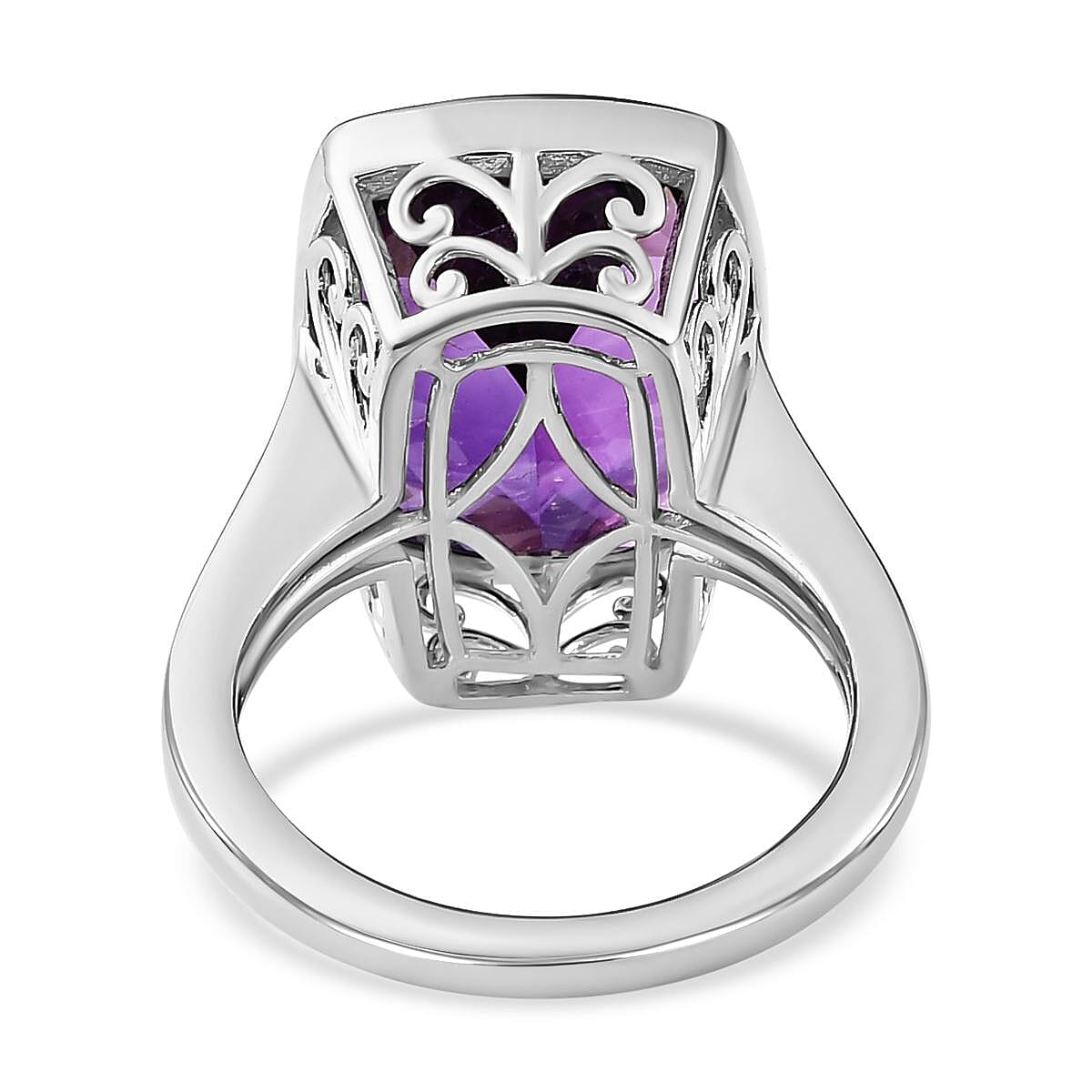 Moroccan Amethyst 10.00 ctw Ring in Platinum Over Sterling Silver (Size 8.0)