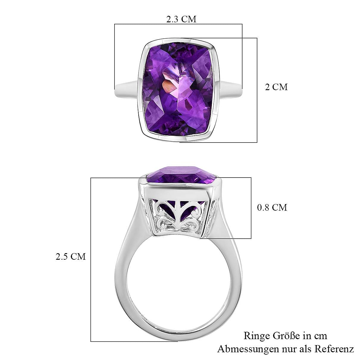 Moroccan Amethyst 10.00 ctw Ring in Platinum Over Sterling Silver (Size 8.0)