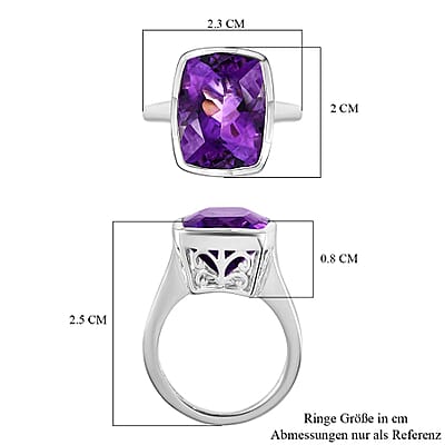 Moroccan Amethyst 10.00 ctw Ring in Platinum Over Sterling Silver (Size 8.0)