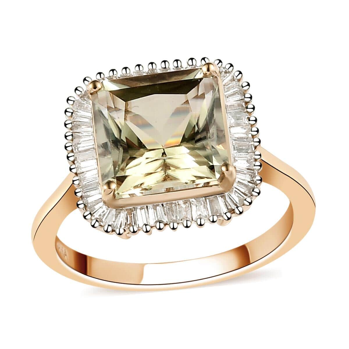 ILIANA 18K Yellow Gold Radiant Cut AAA Turkizite and G-H SI Diamond Halo Ring (Size 7.0) 4.25 Grams 4.65 ctw image number 0