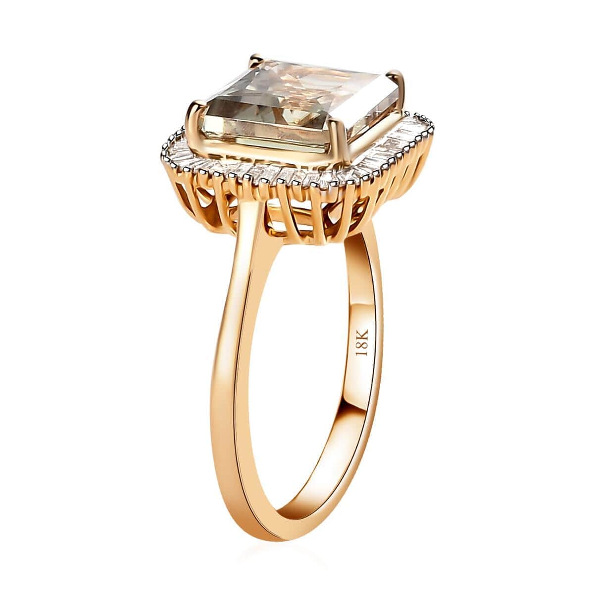 ILIANA 18K Yellow Gold Radiant Cut AAA Turkizite and G-H SI Diamond Halo Ring (Size 7.0) 4.25 Grams 4.65 ctw image number 3