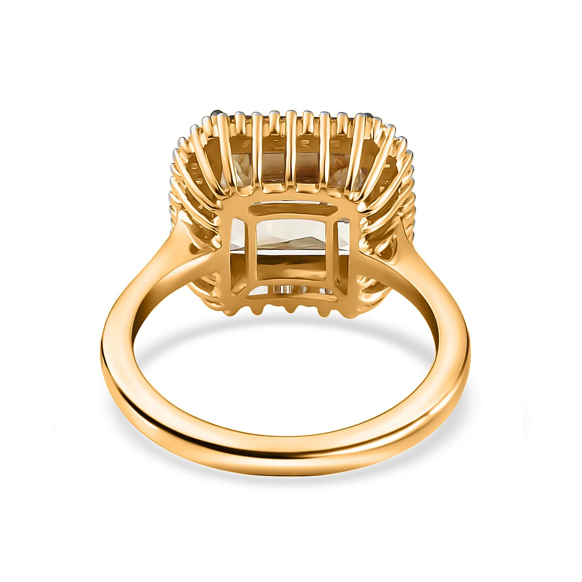 Iliana 18K Yellow Gold Radiant Cut AAA Turkizite and G-H SI Diamond Halo Ring (Size 7.0) 4.25 Grams 4.65 ctw image number 4