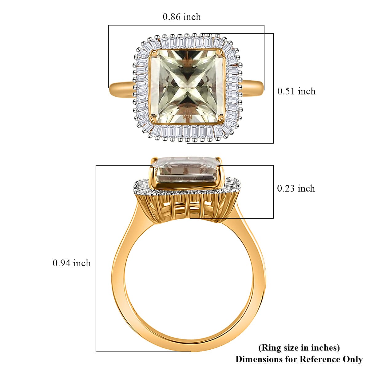 Iliana 18K Yellow Gold Radiant Cut AAA Turkizite and G-H SI Diamond Halo Ring (Size 7.0) 4.25 Grams 4.65 ctw image number 5