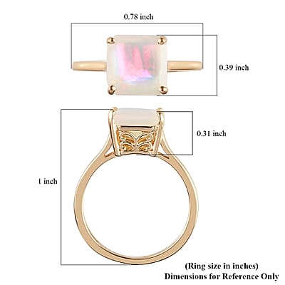 Luxoro 10K Yellow Gold Asscher Cut Premium Ethiopian Welo Opal Solitaire Ring (Size 10.0) 1.90 ctw