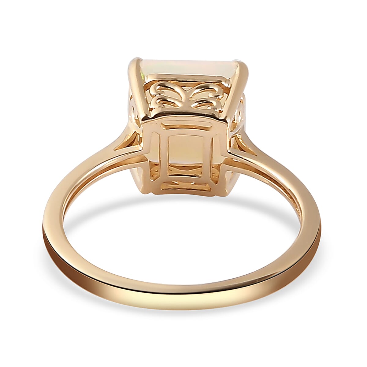 Luxoro 10K Yellow Gold Asscher Cut Premium Ethiopian Welo Opal Solitaire Ring (Size 11.0) 1.90 ctw image number 4