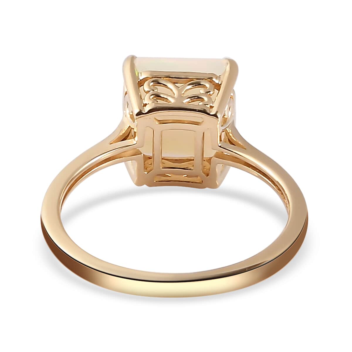 Luxoro 10K Yellow Gold Asscher Cut Premium Ethiopian Welo Opal Solitaire Ring (Size 6.0) 1.90 ctw image number 4