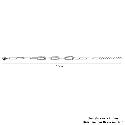 Austrian Crystal Paper Clip Bracelet in Stainless Steel (7.50-9.50In)