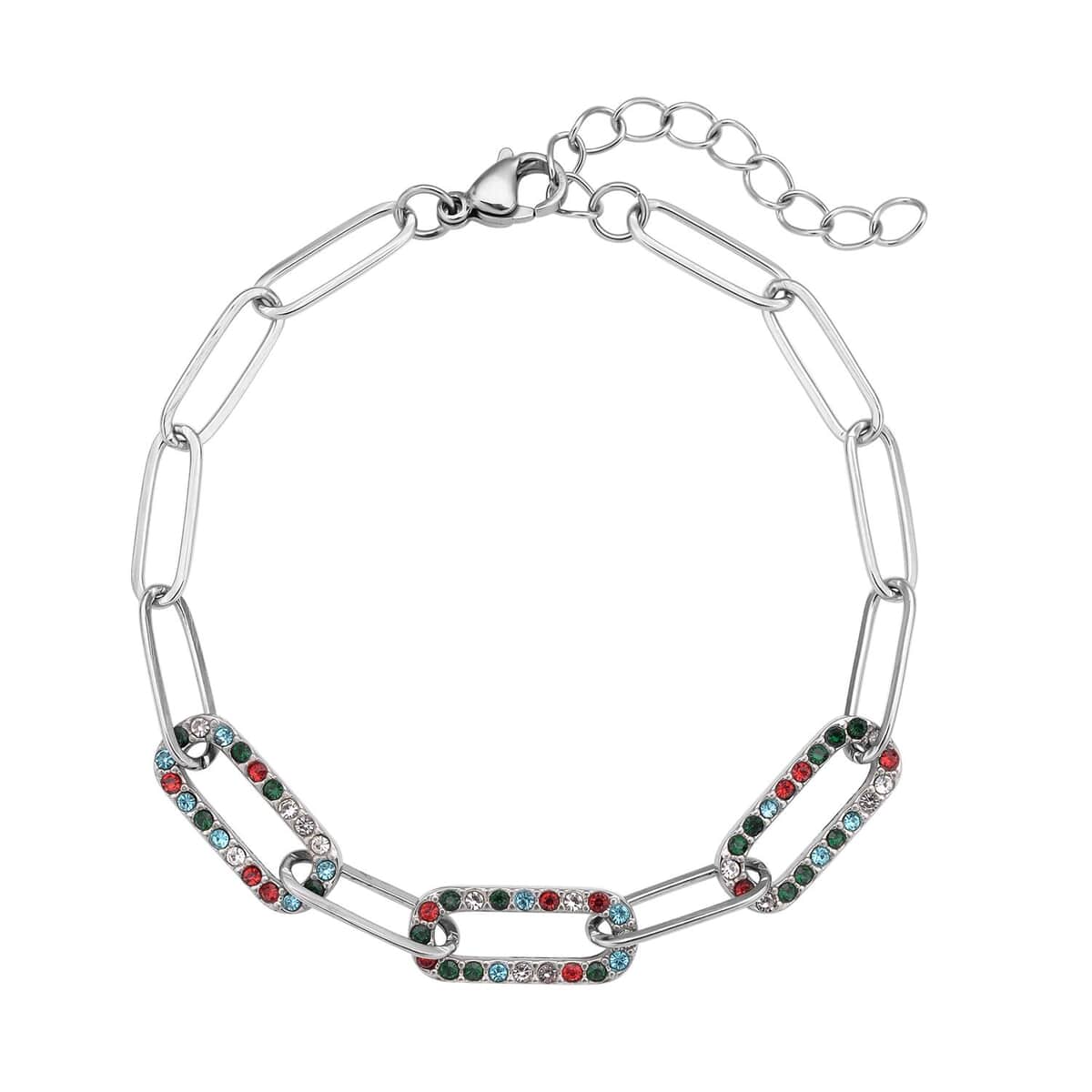 Multi Color Austrian Crystal Tennis Bracelet (7.50In) and Bracelet Buddy in Silvertone , Shop LC