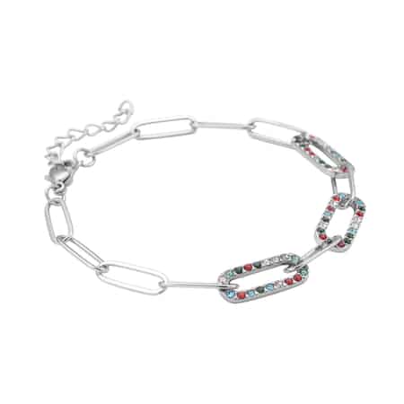 Multi Color Austrian Crystal Tennis Bracelet (7.50In) and Bracelet Buddy in Silvertone , Shop LC