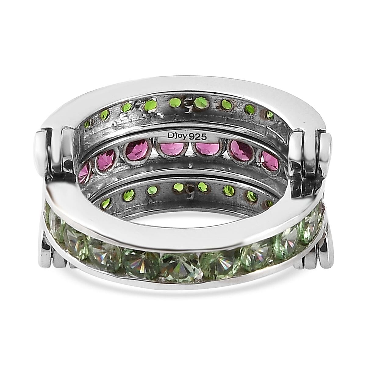 Merelani Mint Garnet and Multi Gemstone Ring in Platinum Over Sterling Silver (Size 7.0) 3.70 ctw image number 6