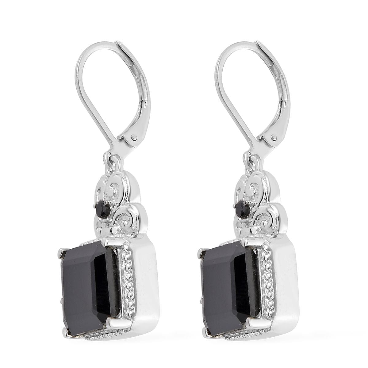 Thai Black Spinel Lever Back Earrings in Stainless Steel 12.55 ctw image number 3