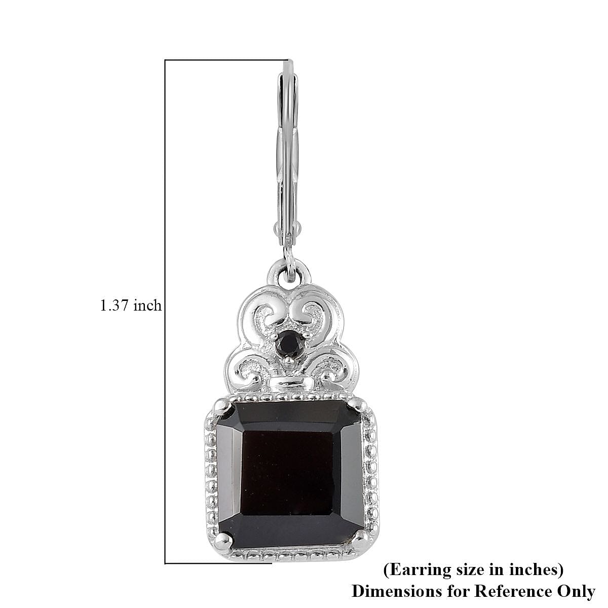 Thai Black Spinel Lever Back Earrings in Stainless Steel 12.55 ctw image number 4