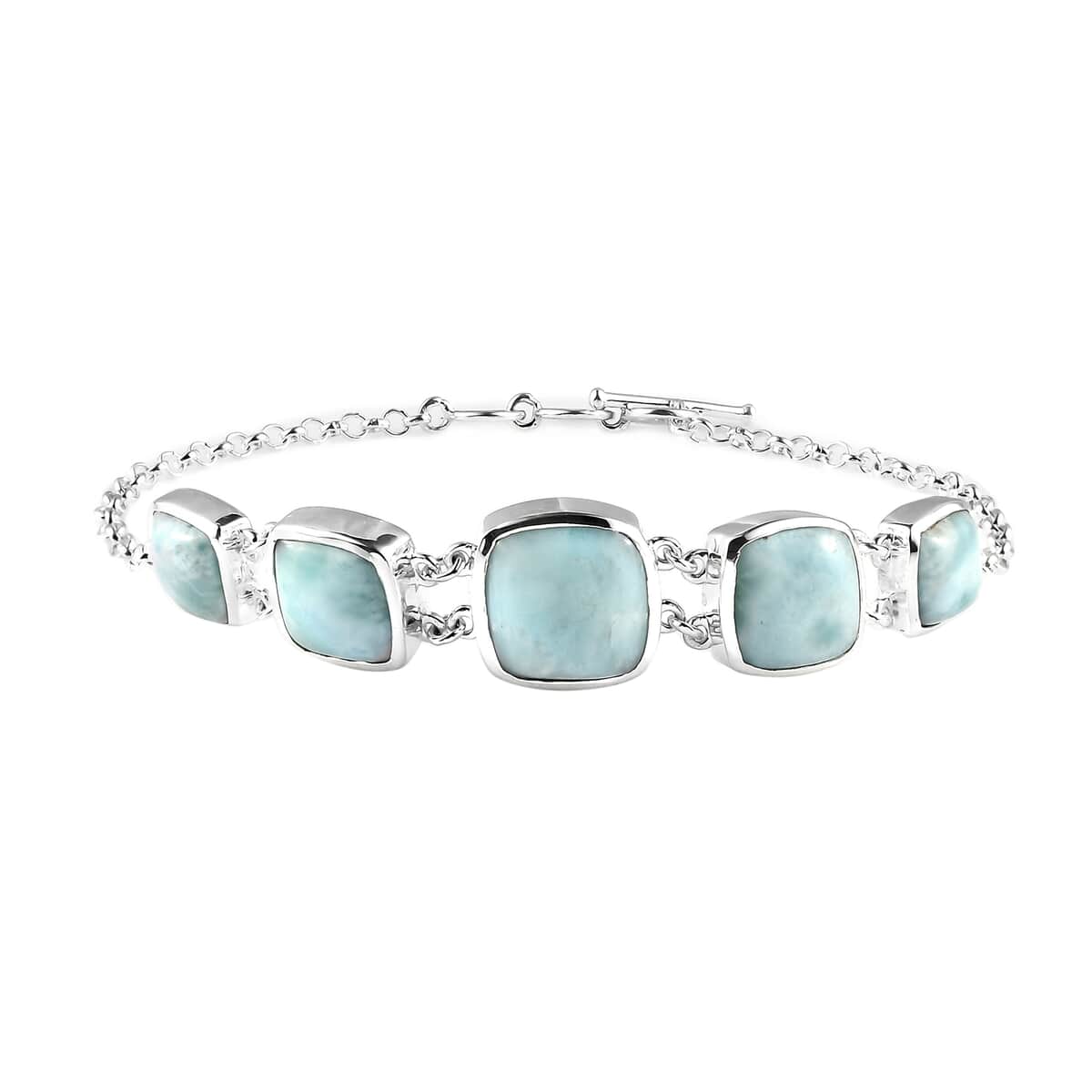 Artisan Crafted Larimar Toggle Clasp Bracelet in Sterling Silver (7.25 In) 23.40 ctw image number 0