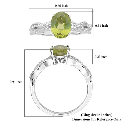 Premium Peridot and White Zircon Twisted Rope Ring in Rhodium Over Sterling Silver (Size 10.0) 2.15 ctw