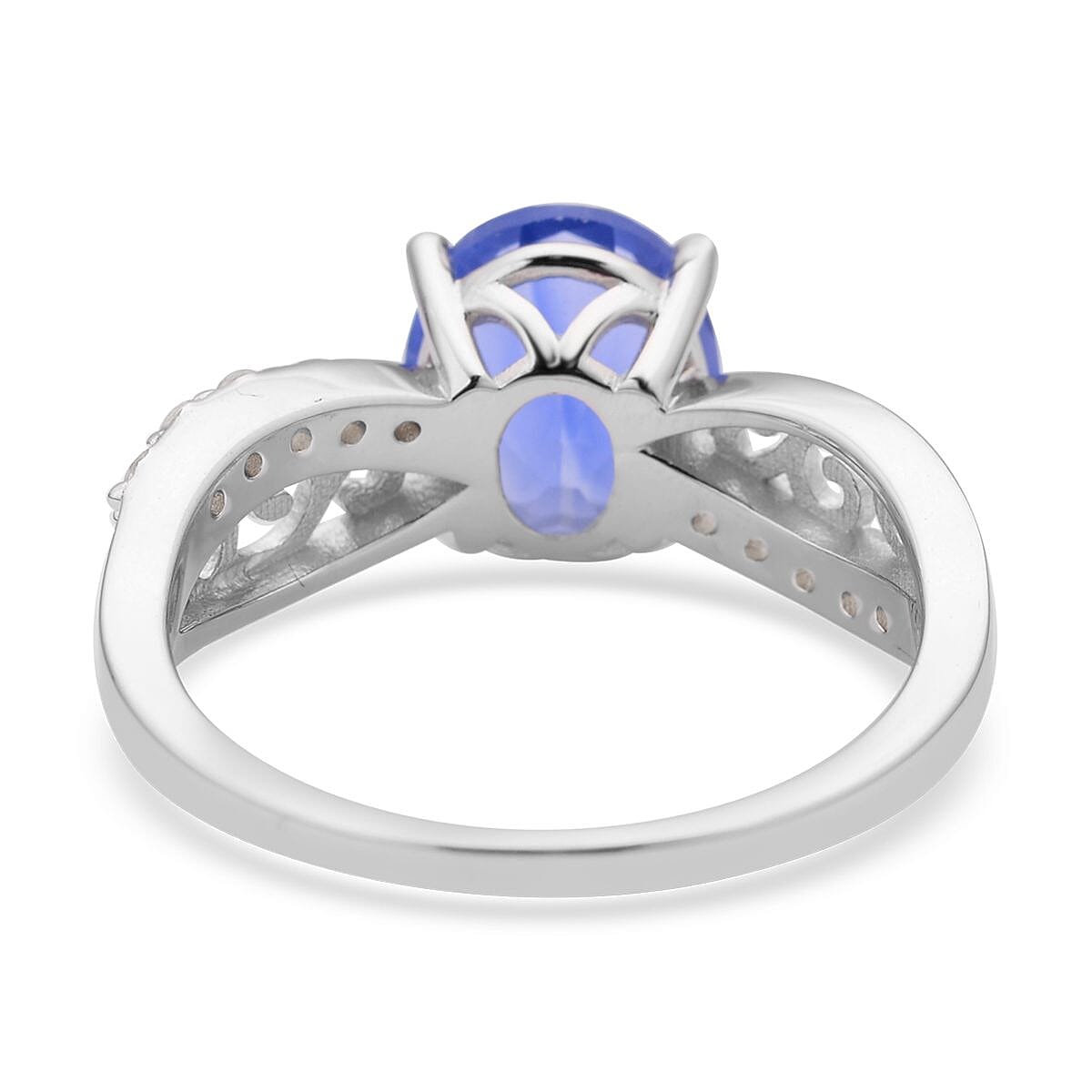 Color Change Fluorite and White Zircon Ring in Rhodium Over Sterling Silver (Size 10.0) 3.40 ctw