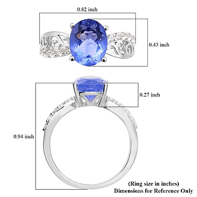 Color Change Fluorite and White Zircon Ring in Rhodium Over Sterling Silver (Size 10.0) 3.40 ctw