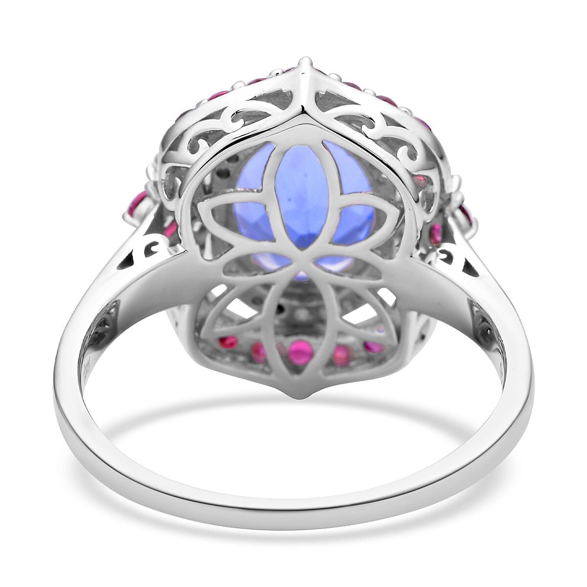 Color Change Fluorite, Multi Gemstone Cocktail Ring in Rhodium Over Sterling Silver (Size 10.0) 5.50 ctw image number 4