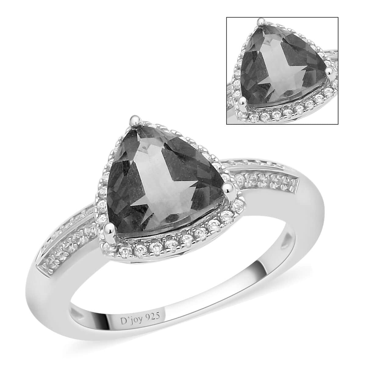 Color Change Fluorite and White Zircon Halo Ring in Rhodium Over Sterling Silver (Size 7.0) 3.25 ctw image number 0